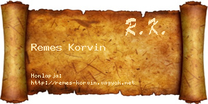 Remes Korvin névjegykártya